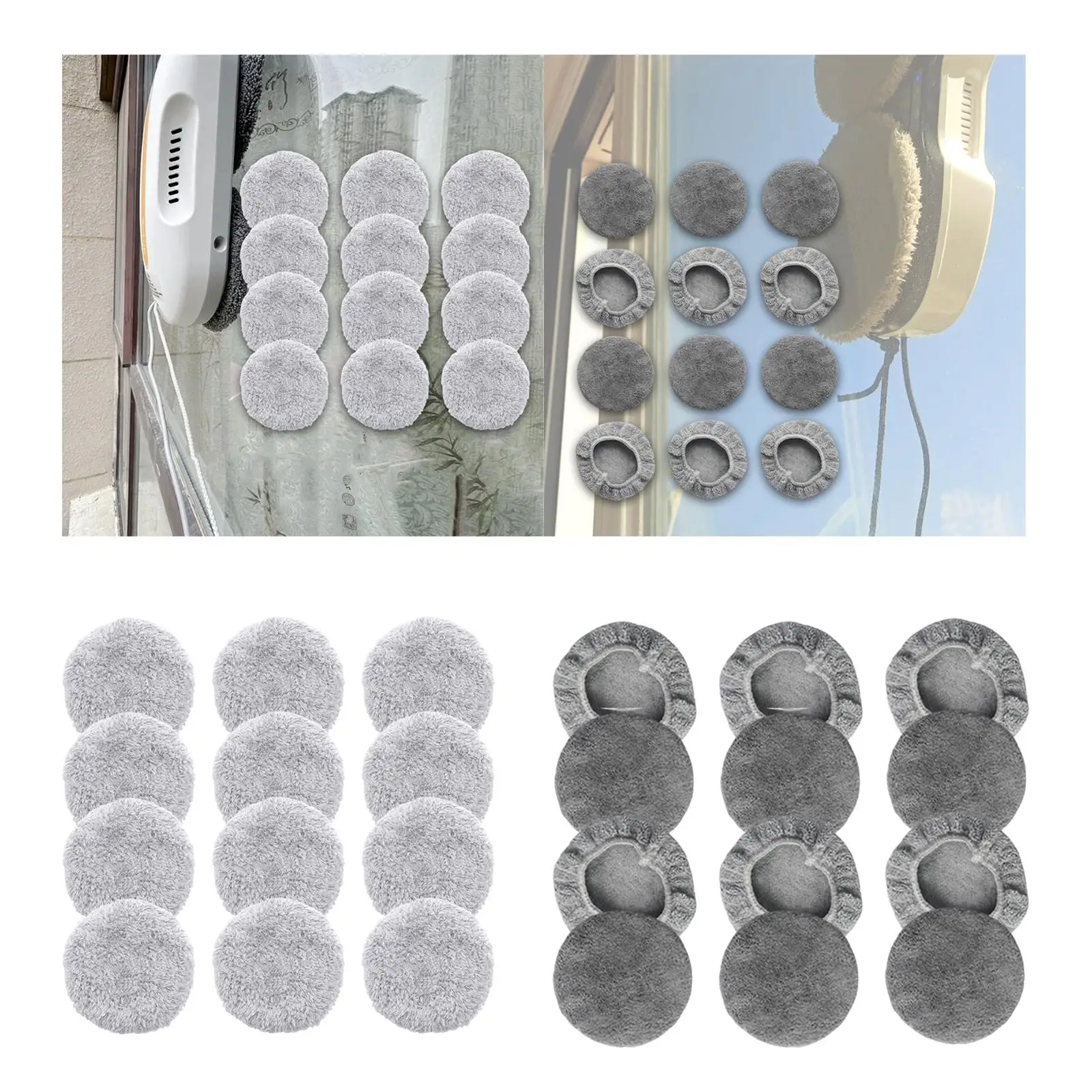 12x Replacement Pads for Window Cleaning Robot Reusable Round Window Cleaner Robot Mop Washable Microfiber Cloth for Tile Glass