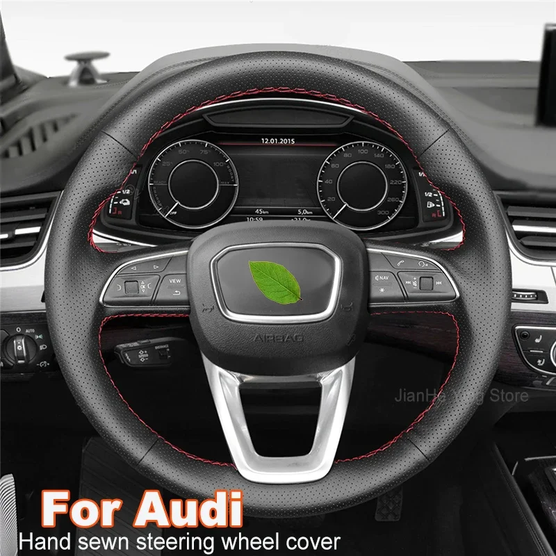 

Hand-stitched Black Suede Leather Car Steering Wheel Covers For Audi A4 Q3 Q5 SQ5 Q7 SQ7 Q8 Auto Interior Accessories