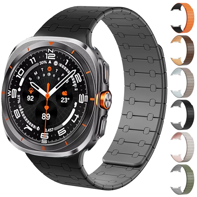 

Silicone Strap For Samsung Galaxy Watch 8 40mm 44mm/8 Classic Magnetic Replacement Band For Galaxy Watch Ultra 2 Sports Bracelet