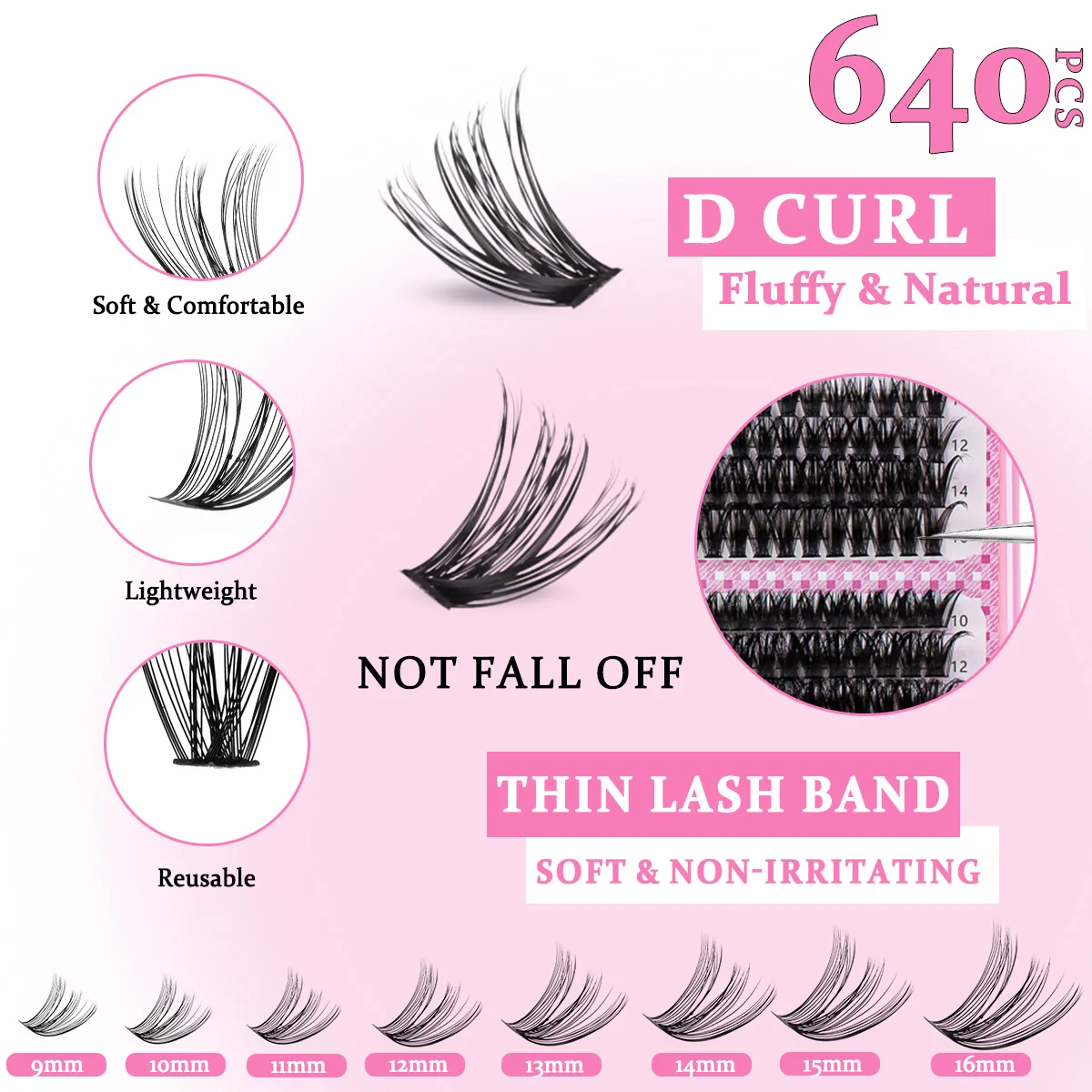 ISEEN Kit de extensión de pestañas DIY, mezcla de pestañas de alta capacidad, Kit de pestañas individuales con unión, sello, pinzas y cepillo para pestañas