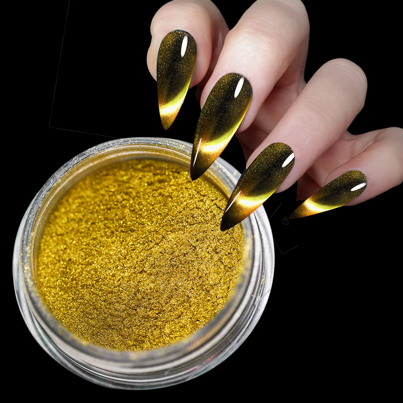 Cat Eye Chrome Nail Powder Chameleon Magnetic Powder 3D Cat's Eye Effect Mirror Effect Pigment Dust Magic Galaxy Holographic