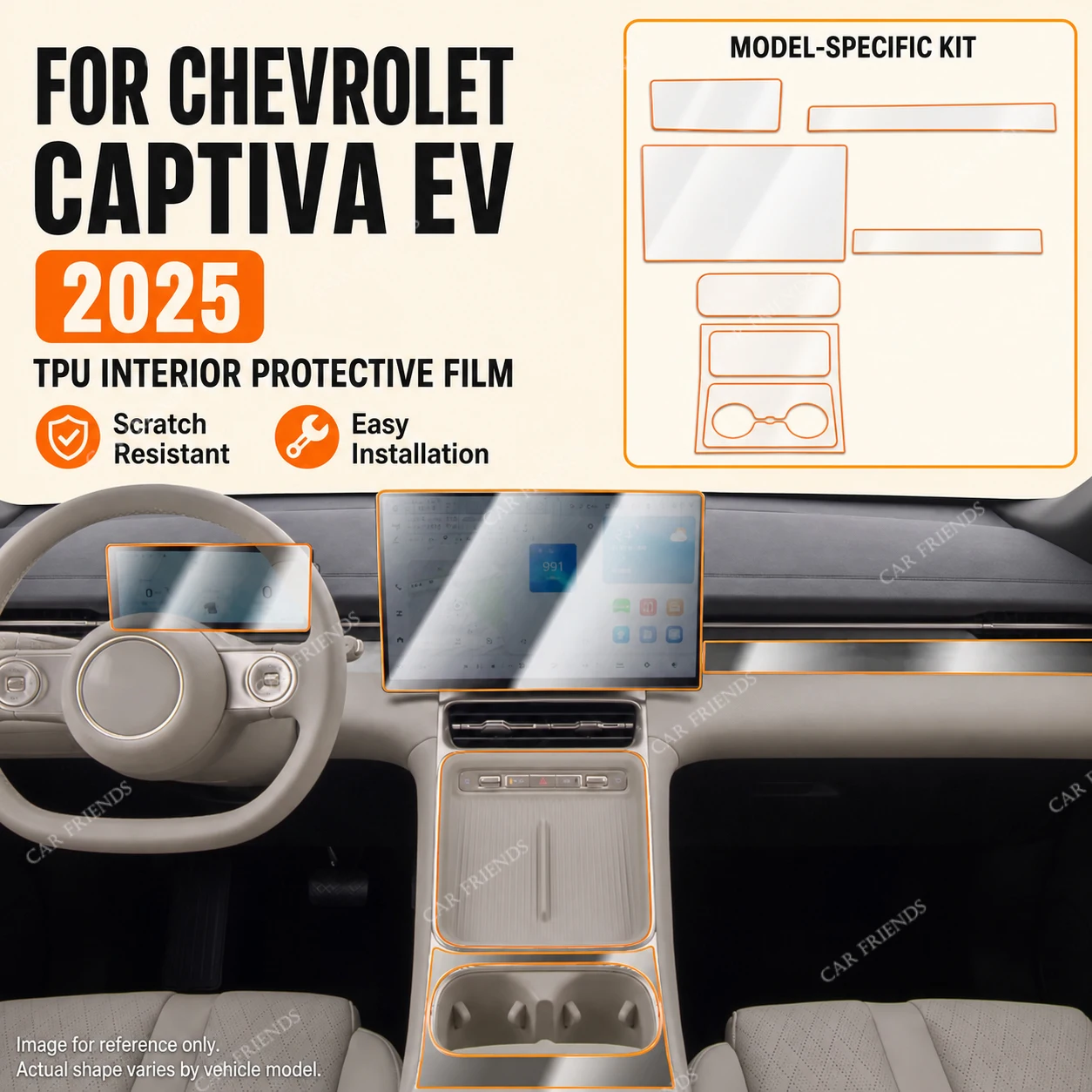 For Chevrolet Captiva EV 2025 Transparent TPU Interior Protective Film Dashboard Anti-Scratch Cover