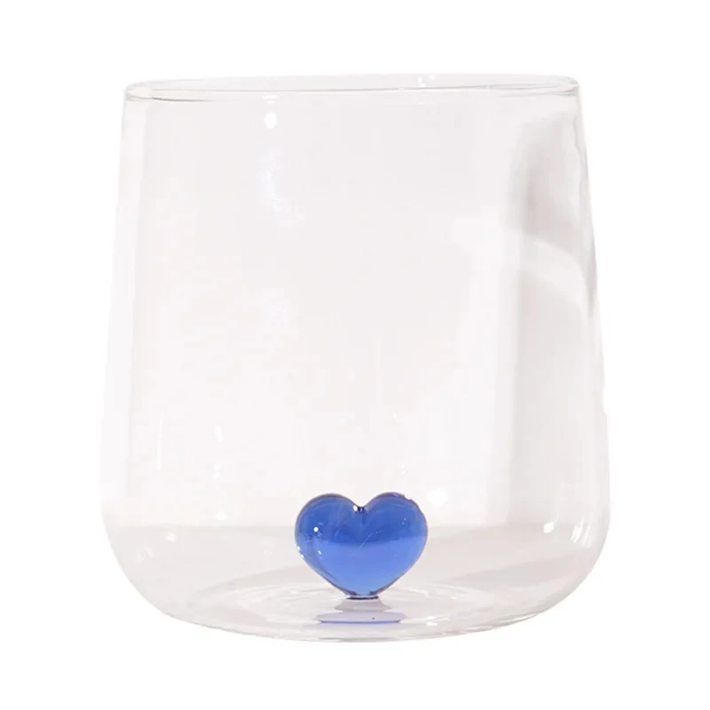 Creative 3D Red and Blue Heart Tumbler Mug, Cup with Heart Inside, Lovely Glassware, Gift for Girl, New, 1 Pc