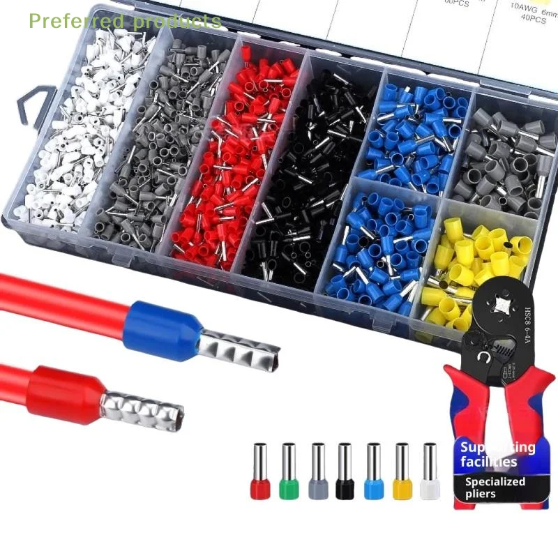 450/700/1250 peças conjunto de terminais isolados de conector de fio, kit de bloco de terminais tubulares de crimpagem elétrica