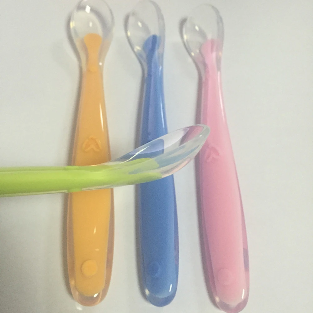 

4 Pcs Baby Silicone Spoons Kids Learning Weaning Feeding Infant Tableware Soft Chewable Teething Safe Ergonomic Handles Stage