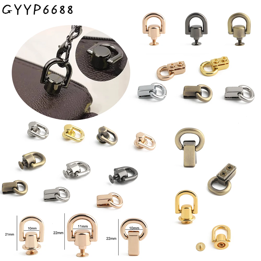 10/30/100PCS Metal Screw D-ring Buckle For Bag Chain Handles Hanger Backpack Side Stud Rivet Clip Clasp Purse Straps Accessories