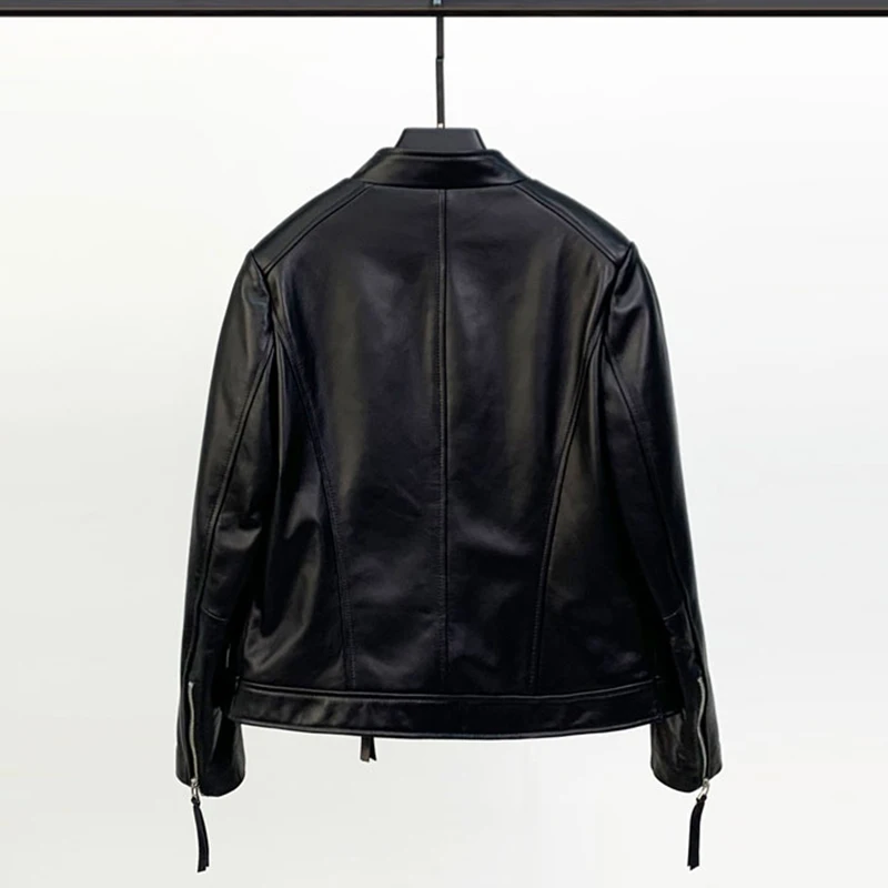 2025年新作 レディース 100%シープスキンコート スタンドカラー 斜めジッパー 長袖 本革 カジュアル バイカージャケット