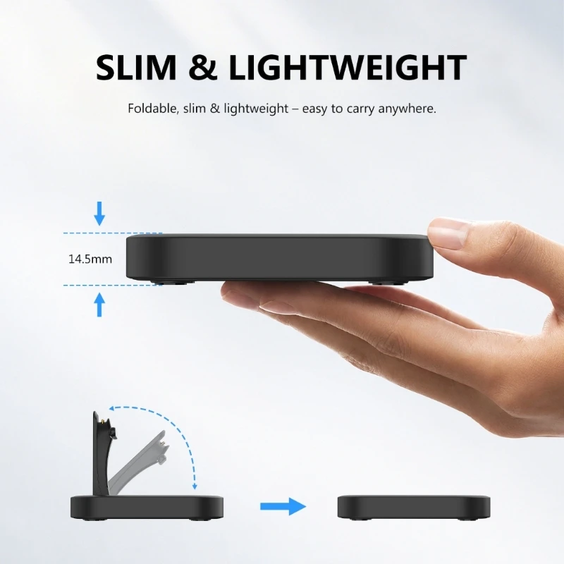 Foldable Glasses Charging Stand with Stable Base, Black Finish 