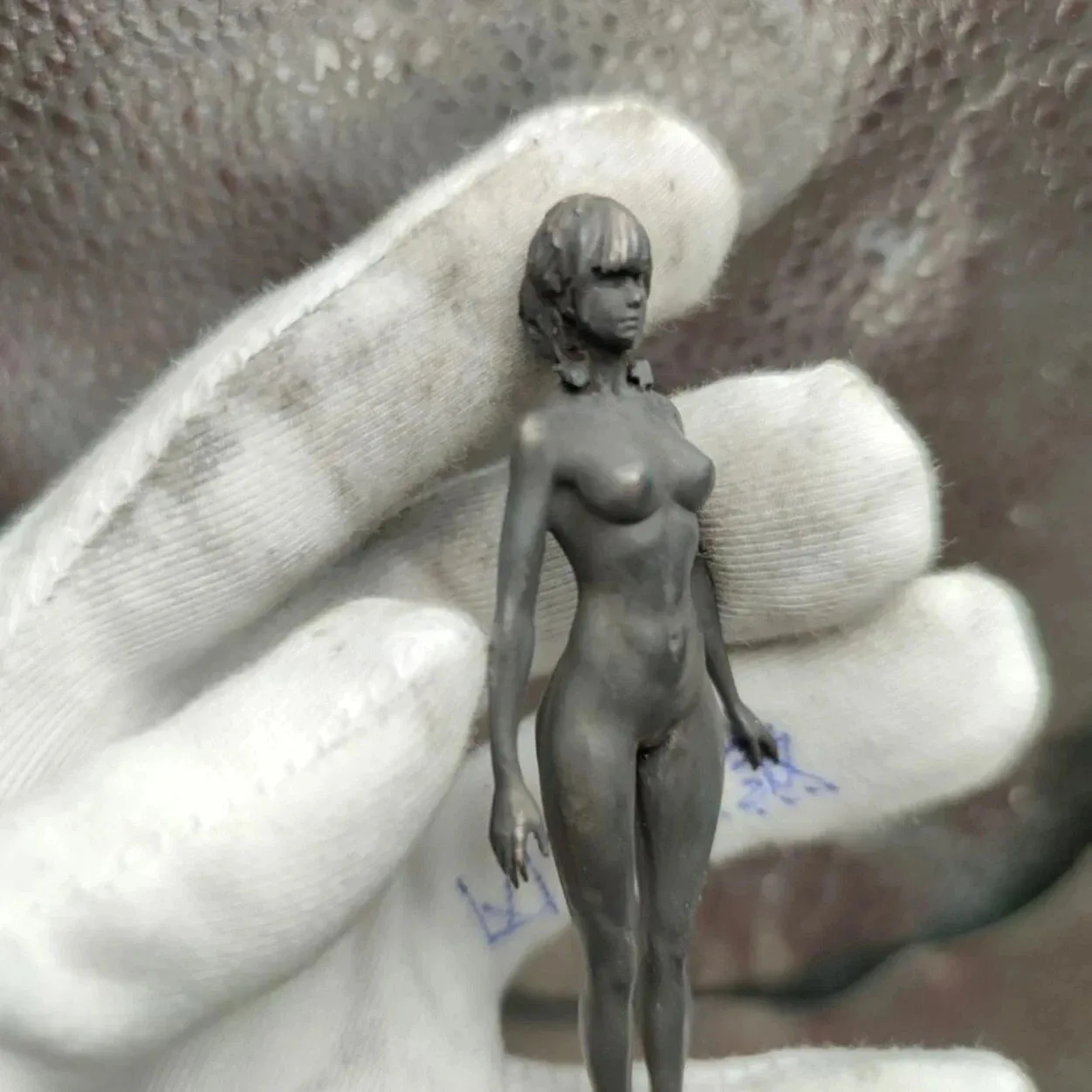 3.5 "الأسود النحاس الصينية الإناث عارية الجسم نموذج تمثال الفن الرجال هدية حلية #6