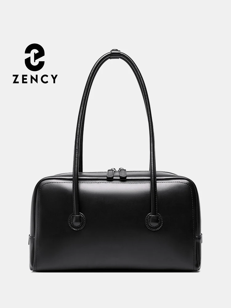 

Zency Genuine Leather Boston Bag Women's Handbag Tote Pillow Bag 2025 New Square Underarm Commuter Simple Shoulder Bag Winter