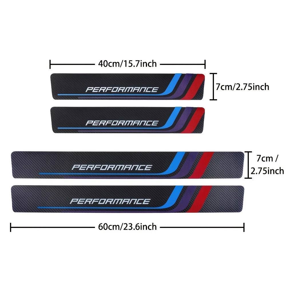 4pcs Carbon Fiber Sill Plate Stickers Guard Decals for Bmw Performance M 1 2 3 4 5 6 7 Series X1 X2 X3 X4 X5 X6 X7 Car Styling