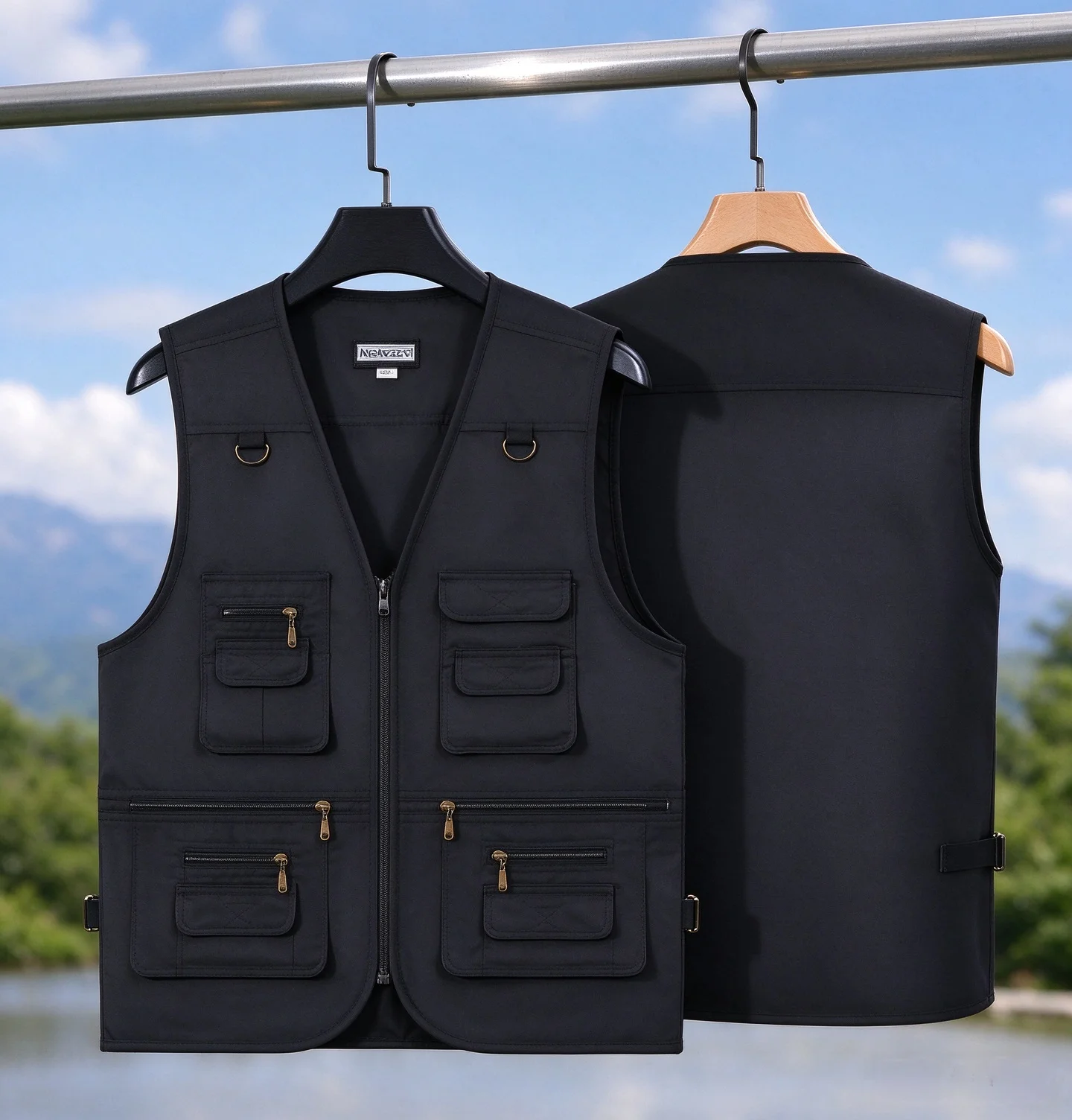 2026 Multi Pocket Group Work Vest Outdoor Tactical Hiking Fishing Vests Solid Photography Director Sleeveless Zipper Jacket Vest
