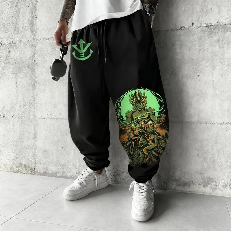 

Мужские брюки из японского аниме Dragon Ball Z, осенне-зимние спортивные штаны, дышащие леггинсы из чистого хлопка с графикой японского аниме Broli