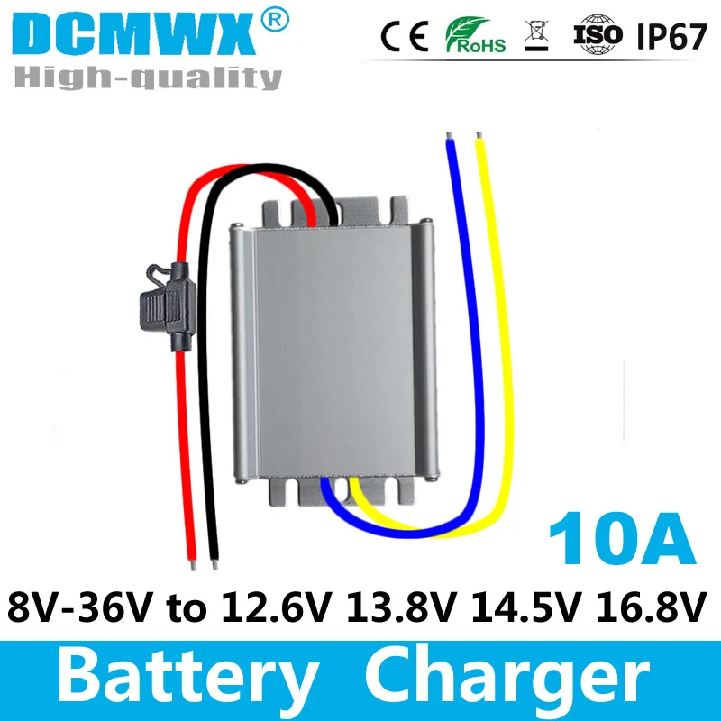 DC 8-36V to DC 12.6V 13.8V 14.5V 16.8V 10A Automatic Buck Booster Converter Car RV Smart Battery Charger for Dual Battery System