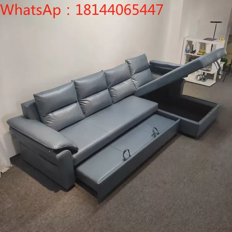 Minimalist and comfortable living room L Shape Sleeper Couch Folding Leather Sofa Bed Set With Storage