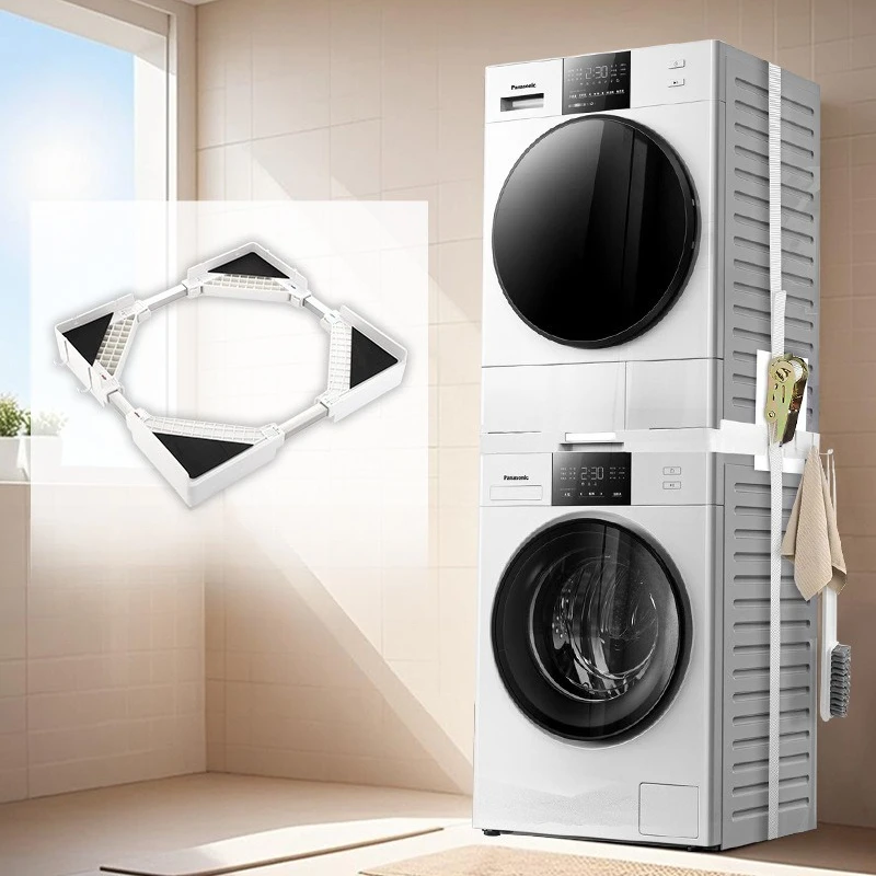 Washer dryer combination rack heightened and retractable with tightener hook rack household