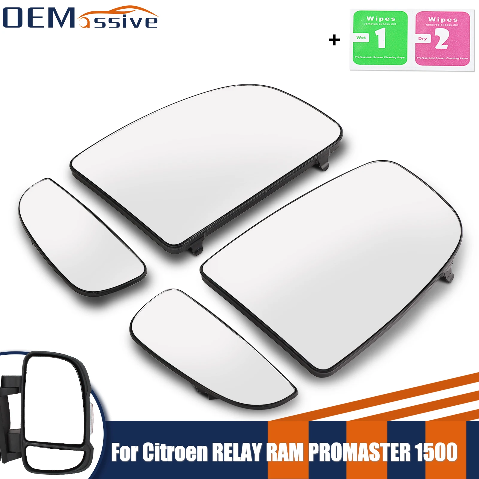 Left Right Wing Mirror Glass Heated Driver Passenger Side Upper Lower For Fiat Ducato 2006-2023 Ram ProMaster 2014-2023 Citroen