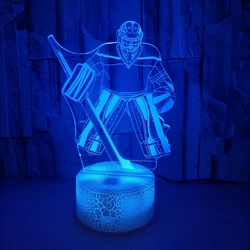 Hockey sobre hielo luz nocturna lámpara de ilusión 3D para decoración de habitación de niños lámparas de escritorio USB que cambian de Color para niños fanáticos del deporte regalos de cumpleaños