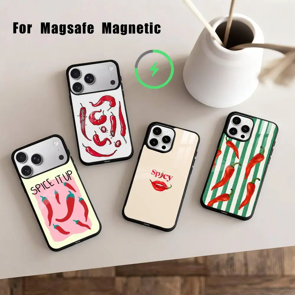 

L-Love Red Chili Phone Case For iPhone17,16,15,14,13,12,11 Plus,For Magnetic Wireless Charge Cover