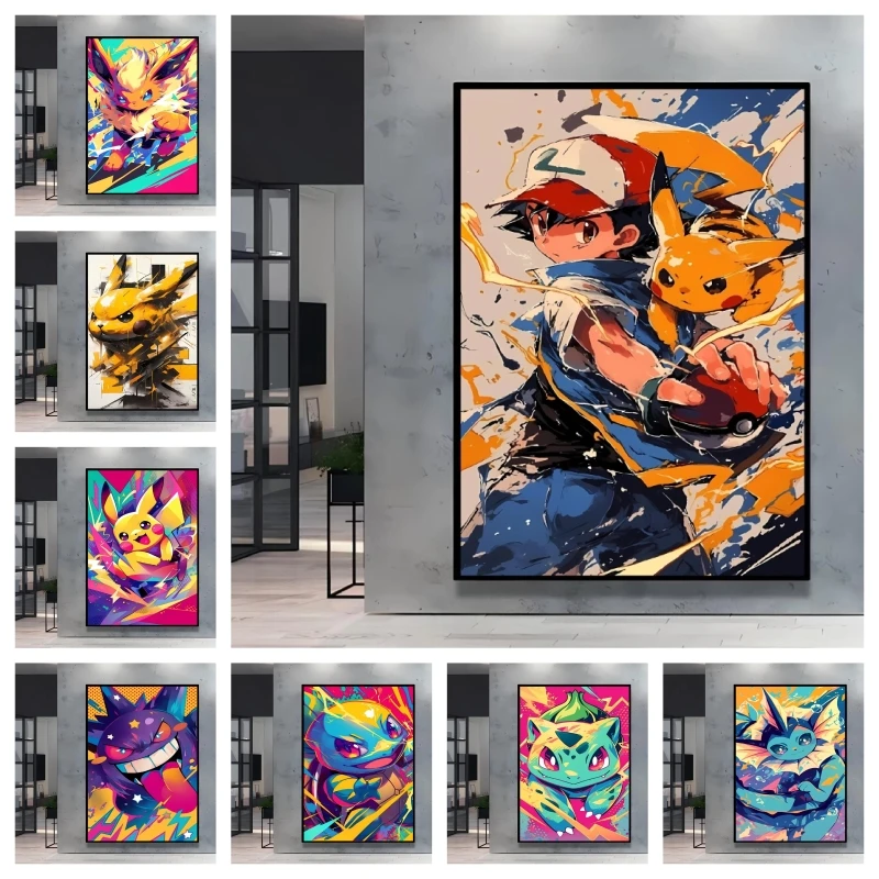 

High Quality Canvas Pokemon Pikachu Ash Ketchum Wall Painting Made of Eco Friendly Materials Suitable for Various Scene Decor