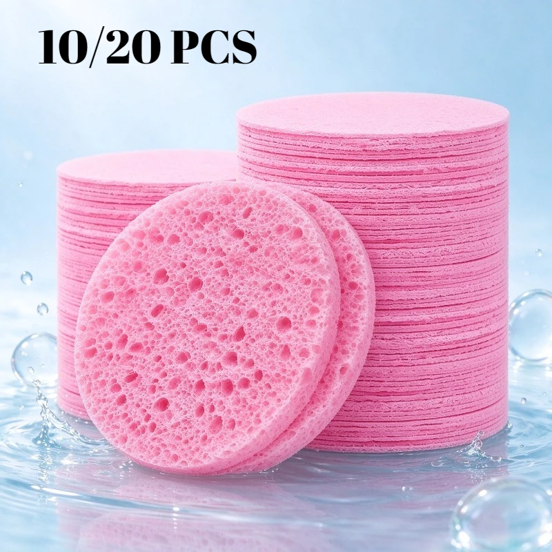 10/20PCS Reusable Facial Cleansing Pads Round Soft Makeup Remover Sponges Face Exfoliating Wash Sponge Portable