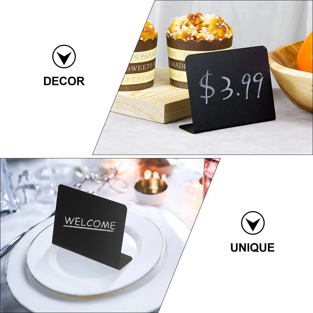 10 Pcs Food Sign Black Blackboards for Menu Home Decor Small Decorate Mini Price Message Pvc Chalkboards Restaurant