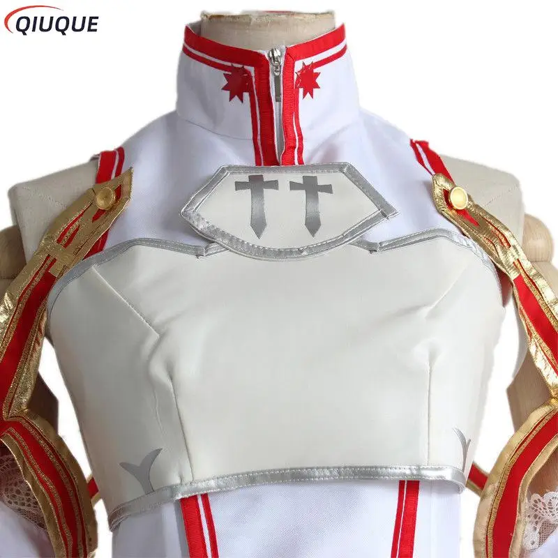 Costume de Cosplay Yuuki Asuna pour femmes, collier de perruque, robe uniforme, Costume de combat, tenues d'halloween