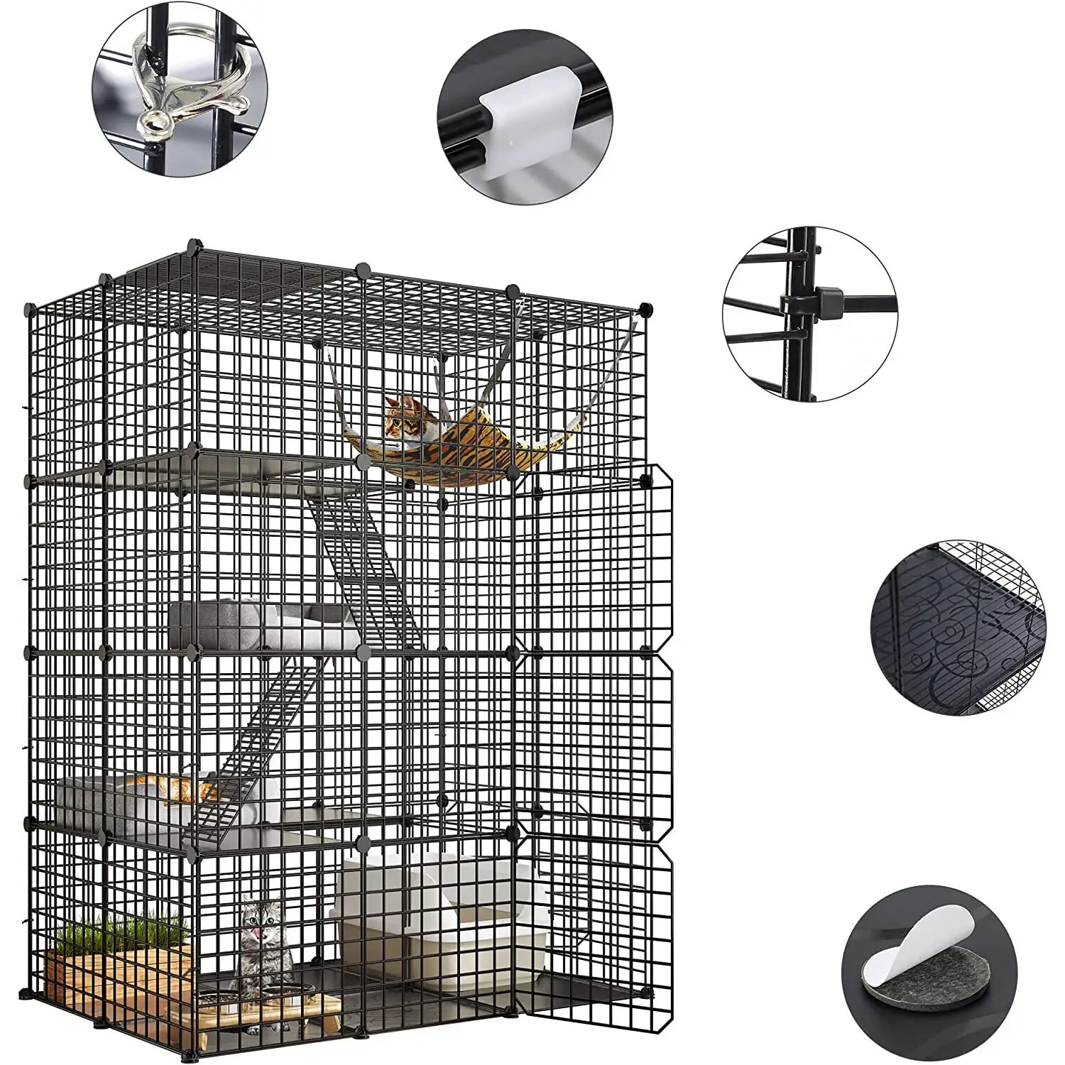 Imagem -04 - Gaiola Grande do Gato com Rede Cerco Fio de Metal 4-tier Kennel Faça Você Mesmo Playpen