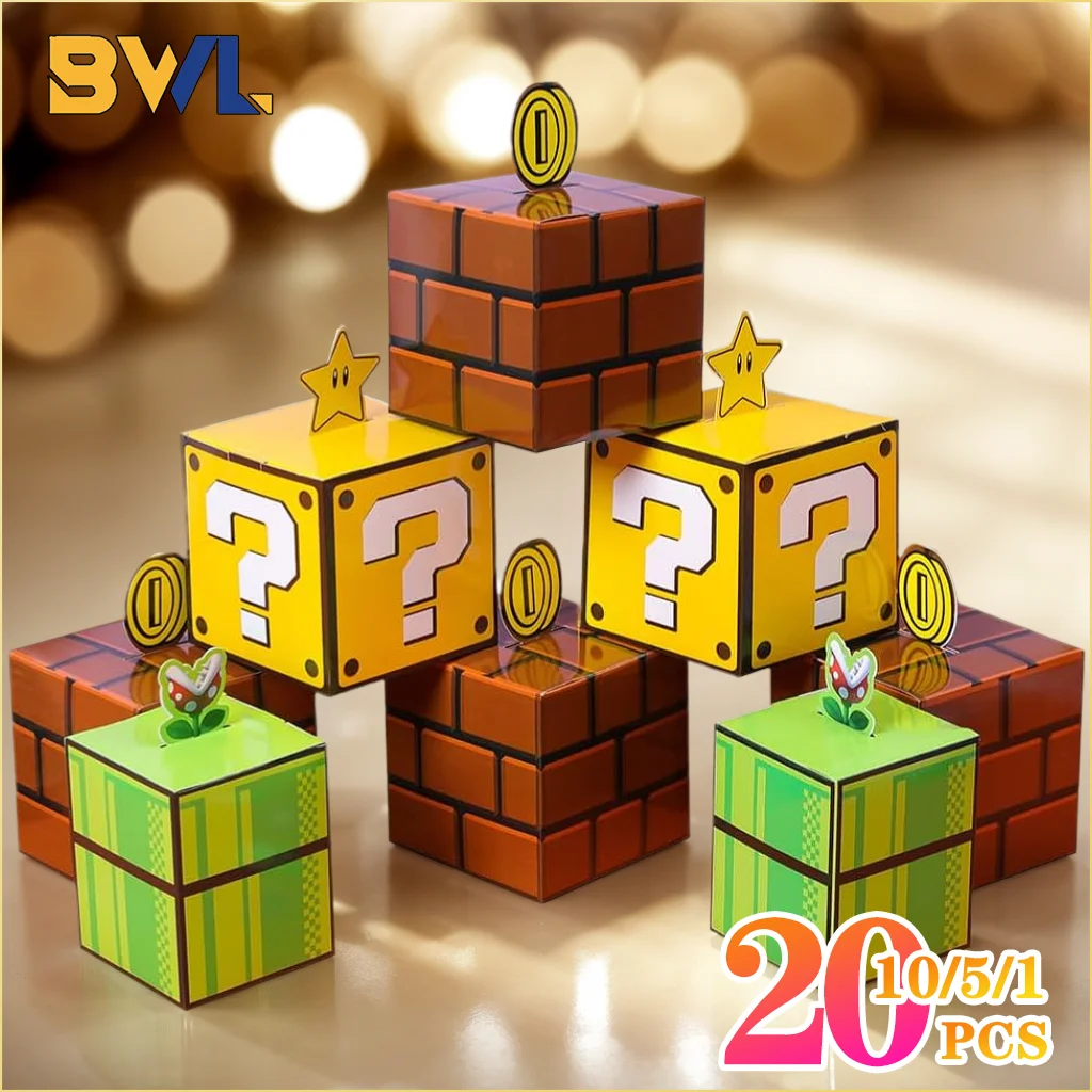 

1-40PCS Game Themed Candy Boxes Birthday Party Gift Bags Hospitality Boxes Brick Pipe Pentagram Boxes Home Party Decorations