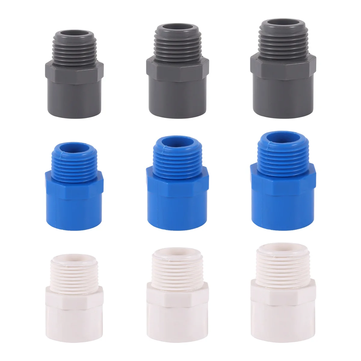

PVC Water Supply Pipe Accessories Home Plastic Inner Diameter 20/25/32mm To 1/2"3/4"1"Male Thread Straight Joint White/Blue/Grey
