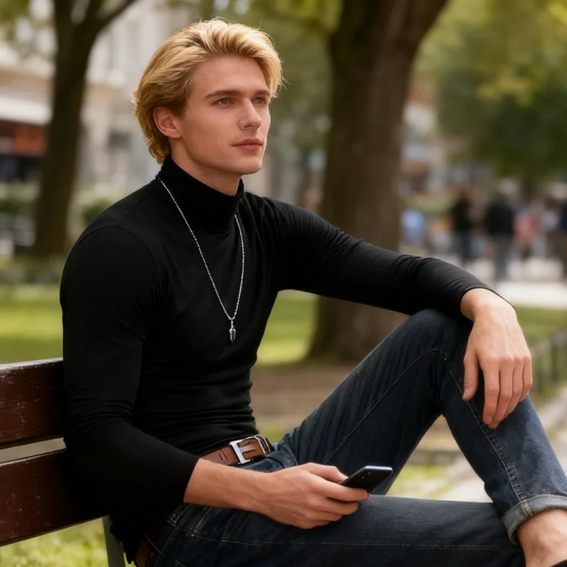 

Термобелье Топы Мужская зимняя одежда Терморубашка Осенние мужские зимние колготки с высоким воротом Тонкая облегающая футболка с длинным рукавом