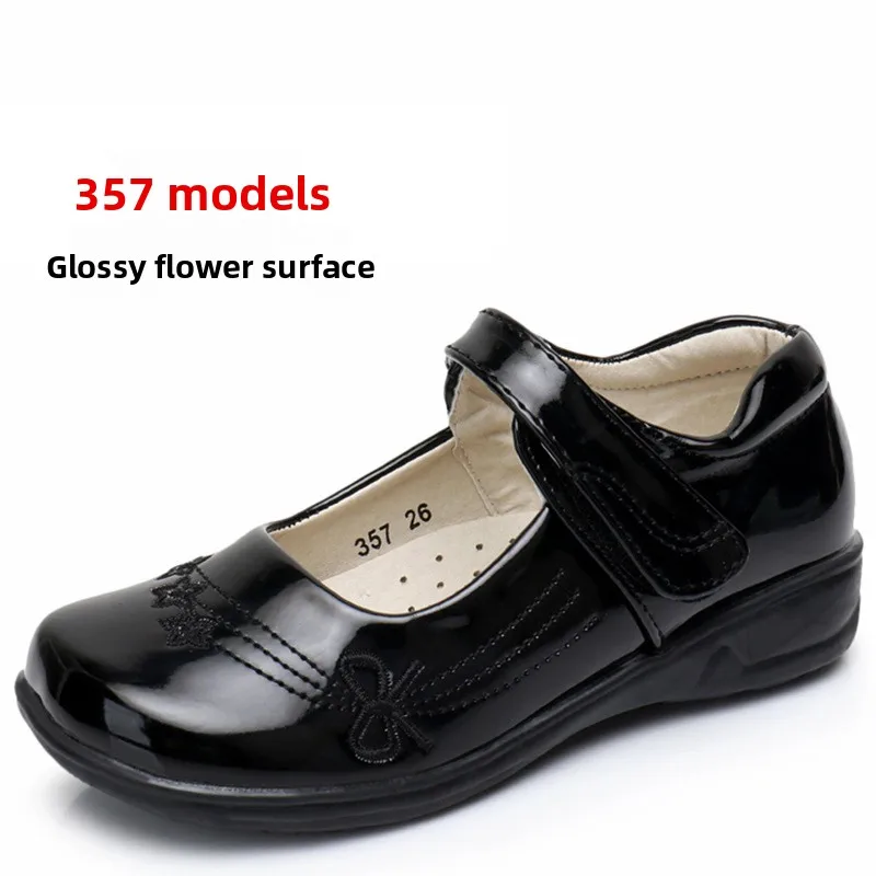

Children Spring Autumn Performances School Etiquette Leather Shoes Pure Bows Low Top Black Leather Shoes Girls Antiskid Elegance