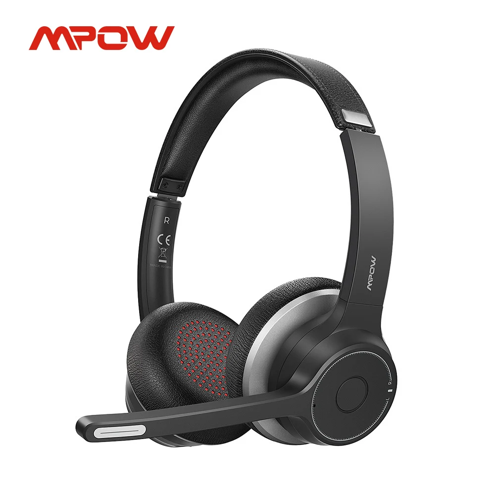 Mpow HC5 Bluetooth Headset with Mic Wireless Headphones Built-in CVC8.0 Noise Canceling Mic Handsfree for Office Call