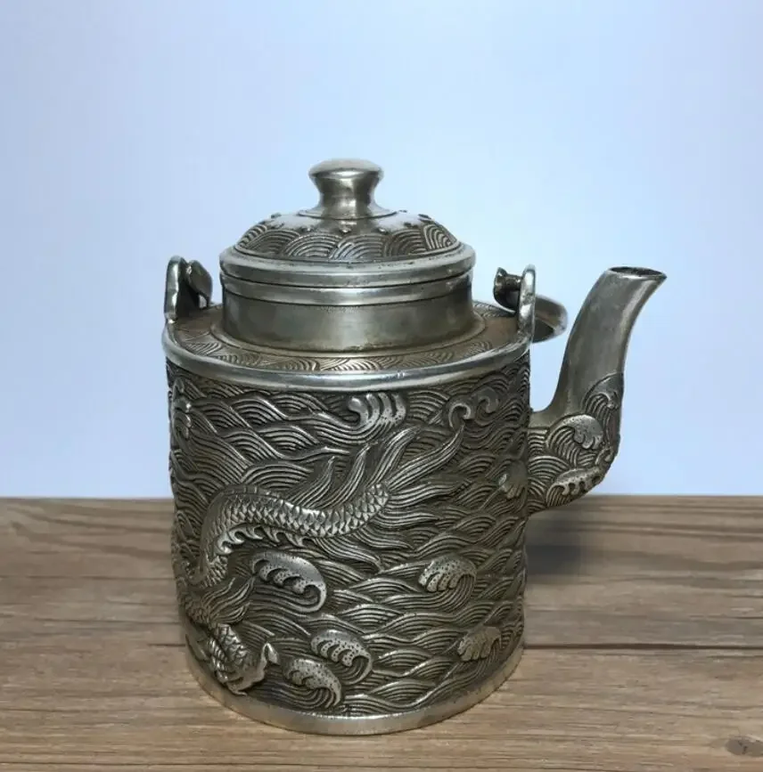 Brass silver plated exquisite portable pot dragon pot household ornaments