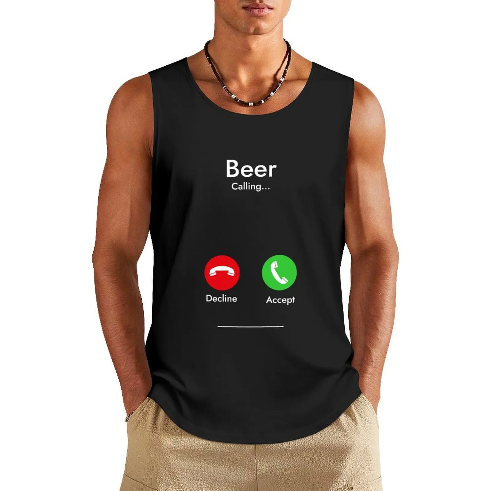 

Beer Calling... - Beer Lovers Tank Top gym t shirt men anime sleeveless vest men