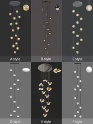 Modern Led Stairs Luxury Chandelier Hanging Lamp For Dining Room Ceiling hanging lamp Stairs Chandelier Pendants Light