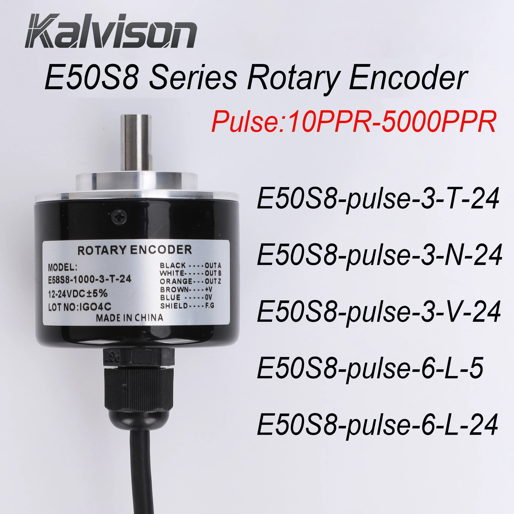 E50S8-1000-3-T-24 Rotary Encoder Shaft 8mm E50S8-600-3-N-24 3-V-24 6-L-5 6-L-24 360 2000 2500 5000P/R Incremental Rotary Encoder
