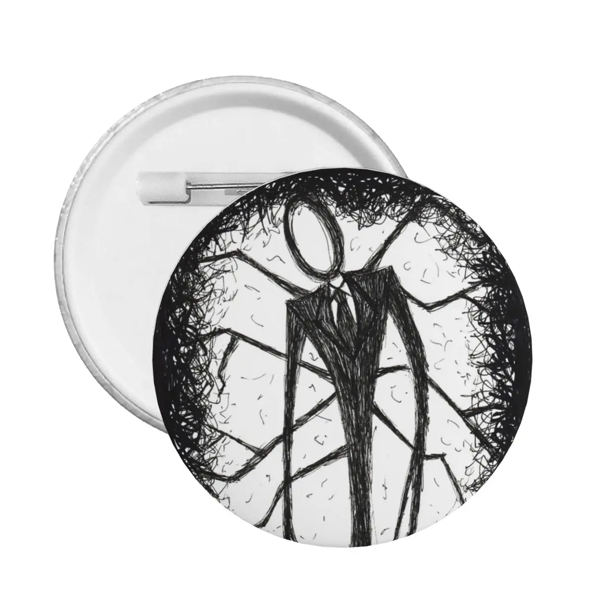 Horror Supernatural Slenderman Round Button Pin for Backpack Customizable Pinback Badge Brooch