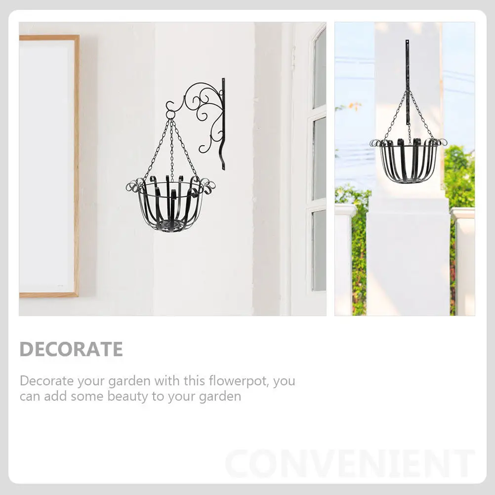Iron Hanging Flowerpot Basket Outdoor Plant Holder Garden Decorative Storage Rack for Home Garden Supplies view 4