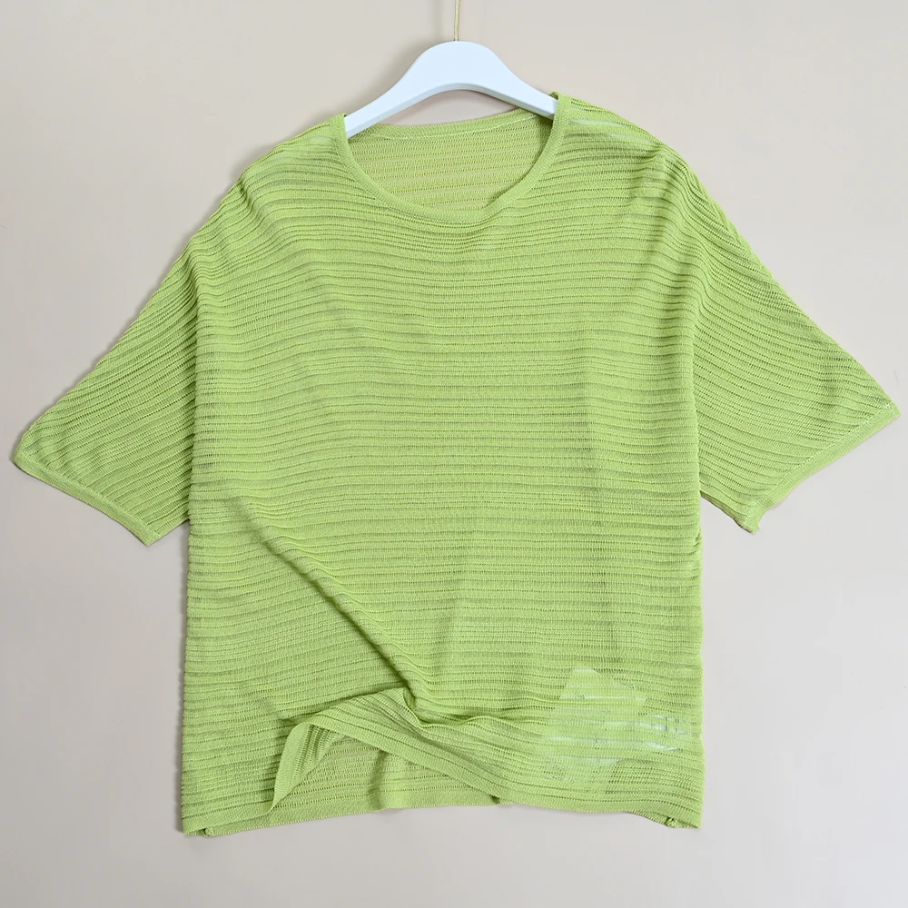 

Новый летний женский трикотажный топ ort Sve с плечами, тонкий круглый трикотаж Ne, свободный крой, для поездок на работу, Faion