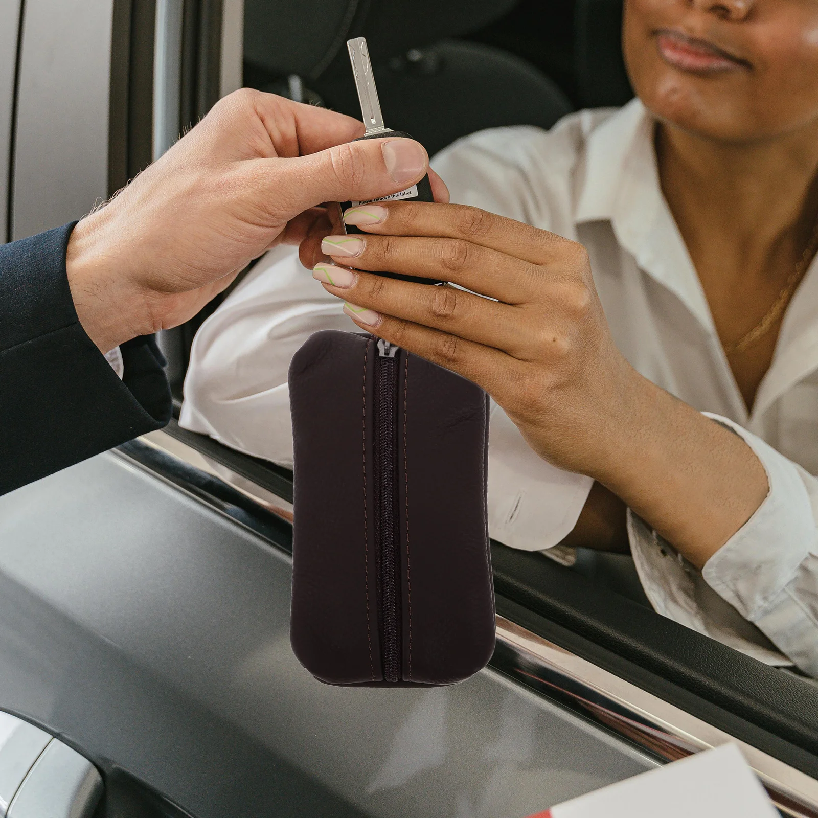 

Car Key Wallet Pu Key Holder Multifunctional Wristlet Card Case Zippered Pouch For Keys Cards Coins Organizer Accessory
