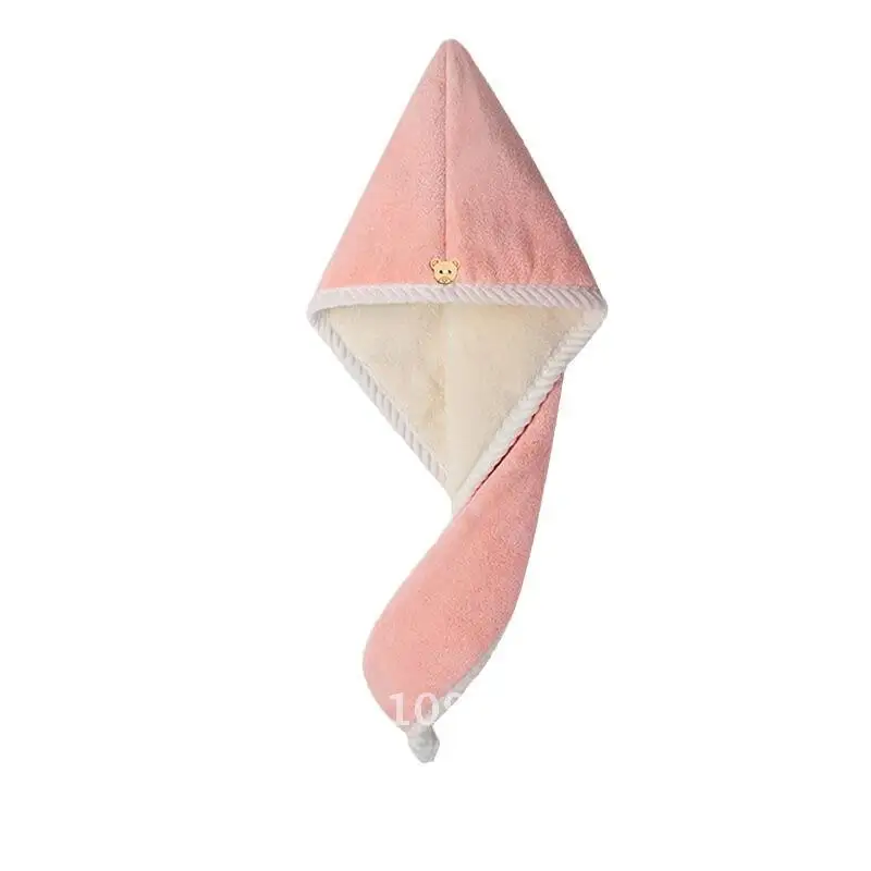 

Women's Double-Layer Thickened Hair Drying Cap Super Absorbent Quick-Drying Turban Towel Shower Cap Soft Coral Fleece