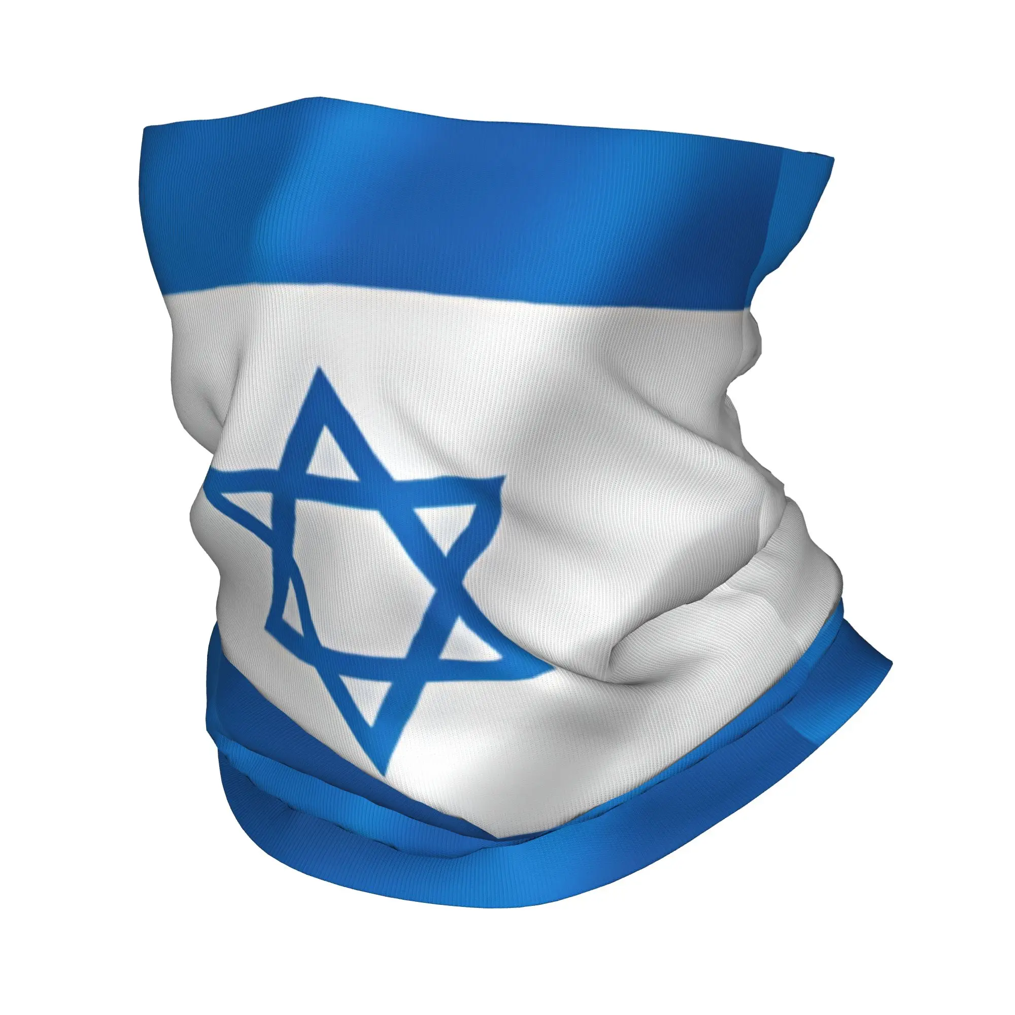 

Custom Israel Flag Bandana Neck Gaiter for Ski Hunting Men Women Wrap Scarf Israeli Pride Emblem Stars Headband Warmer