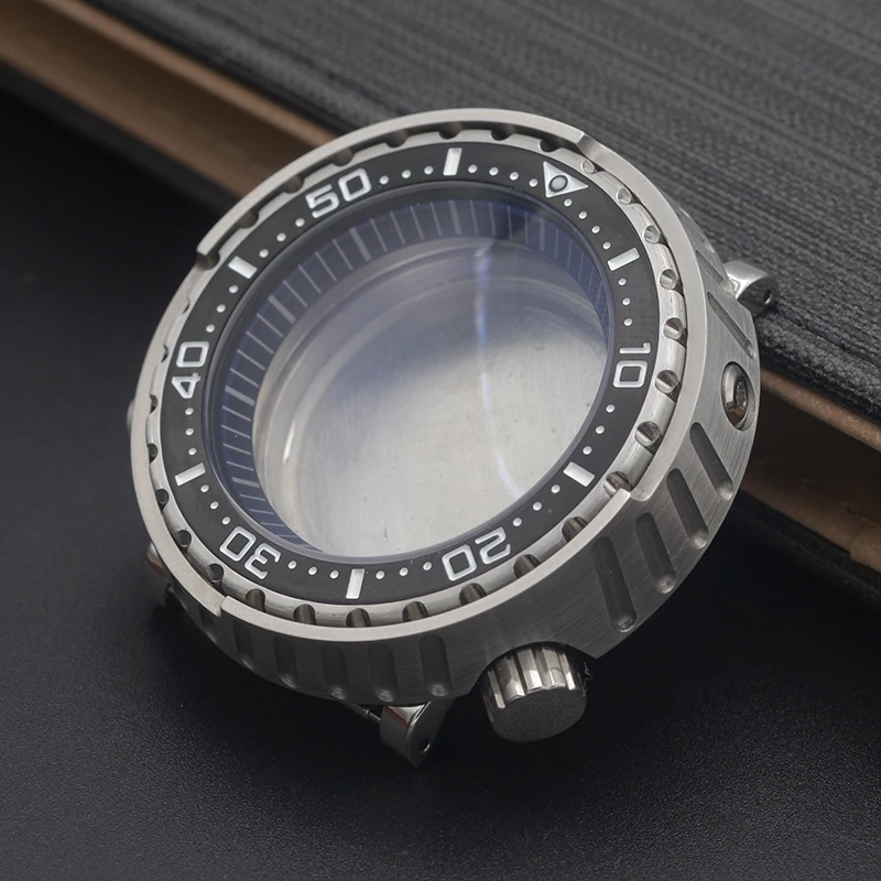 Корпус из консервины тунца, 47 мм, корпус для часов NH35, подходит для механизма NH35 NH36 7S26 4R, прозрачная задняя крышка, корпус из сапфирового стекла