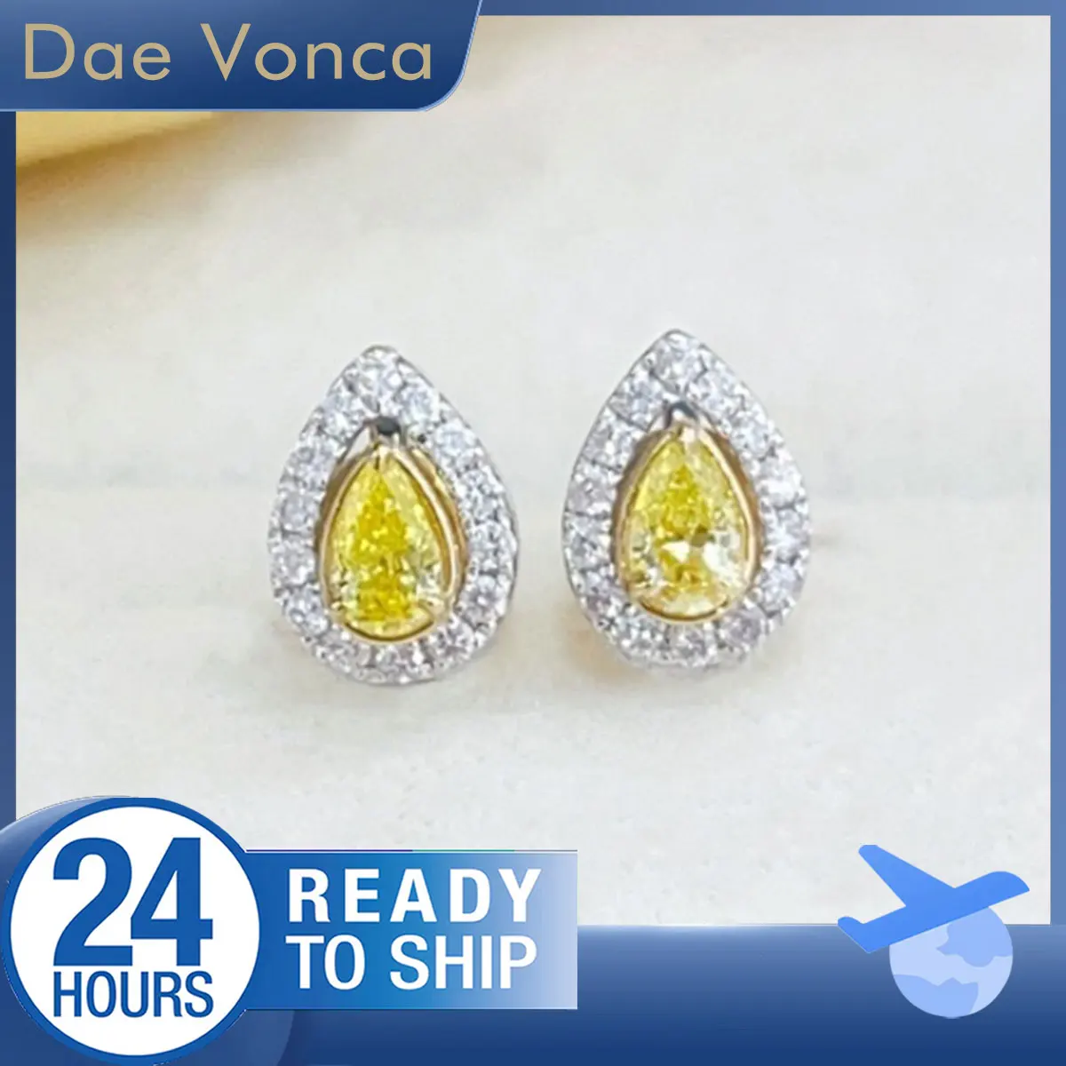 

Серьги-гвоздики с желтыми бриллиантами, белое золото 18 карат, груша, выращенные в лаборатории, желтые бриллианты Pavé Halo, трансформируемые серьги с бриллиантами для женщин, подарок