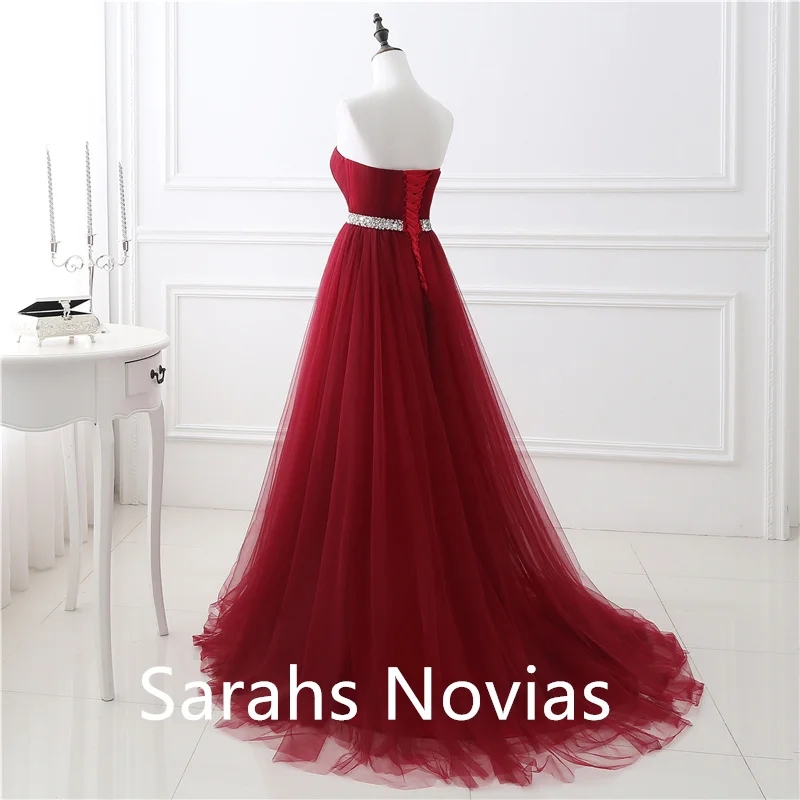 2024  Burgundy Tulle Gothic Wedding Dress Sweetheart Pleats Tulle DarK Red A-line Simple Corset Back Women Colorful Party Dress