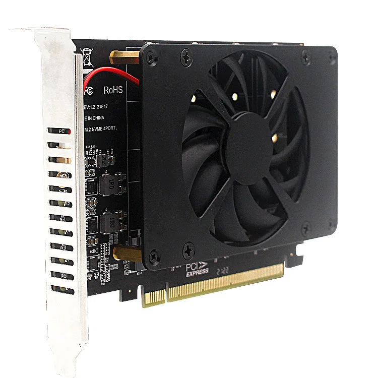 PCIEX16 NVME M2 MKEY SSD RAID Array Expansion Adapter Card Motherboard PCIE Split Card With Cooling Fan Easy To Use