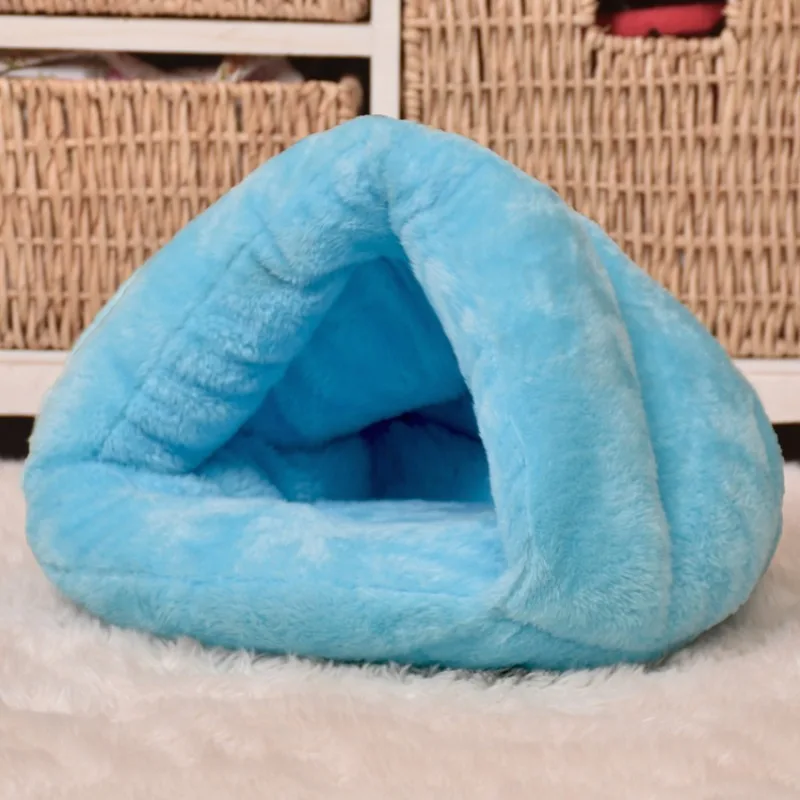 Triangle Pet Dog Kennel Mat Winter Warm Plush Cat Bed House Thickened Sleeping Bag for Small Dogs Cats Pets Supplies Accessories