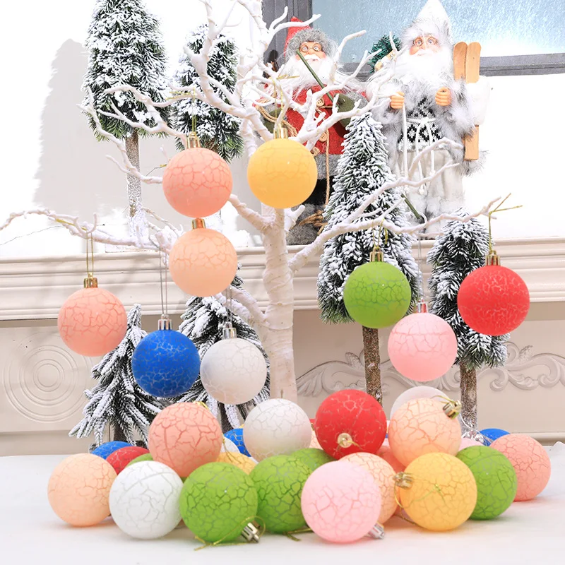 6pcs 6/8cm Cracked Christmas Ball Ornaments Colorful Christmas Tree Party Decoration New Year Christmas Spheres Pendant