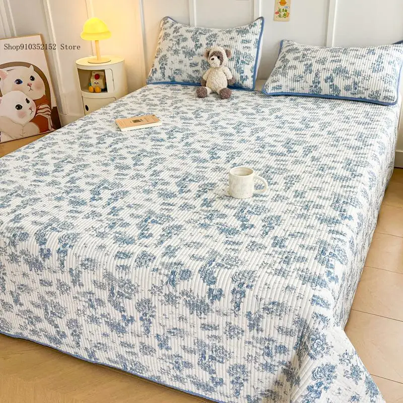 [Only Bedsheet] Elegant Simple Countryside Style Bed Cover Double Sided Design Bedspread Soft Bedsheet